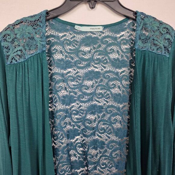Maurices Teal Lace Back Long Sleeve Cardigan XL - Picture 2 of 7